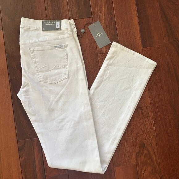 NWT 7 for all Mankind Women's White Classic Straight Leg Jeans in Size 30 New! - Picture 5 of 8